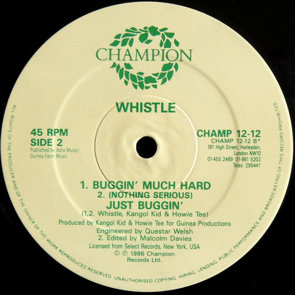 Cover zu Whistle - (Nothing Serious) Just Buggin' | 1986 | Vinyl | Electronic, Hip Hop | UK Schallplatten Ankauf