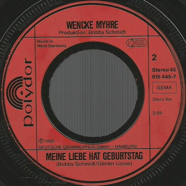 Cover zu Wencke Myhre - In San Marino | 1983 | Vinyl | Pop | Germany