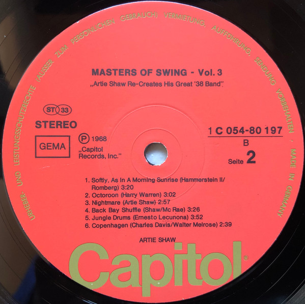 Cover zu Artie Shaw - Masters Of Swing Vol. 3 | Vinyl | Jazz | Germany