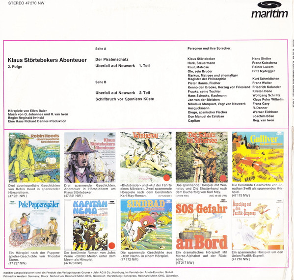 Cover zu Unknown Artist - Klaus Störtebekers Abenteuer Folge 2 | 1974 | Vinyl | Non-Music | Germany