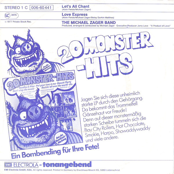 Cover zu The Michael Zager Band - Let's All Chant | 1977 | 7