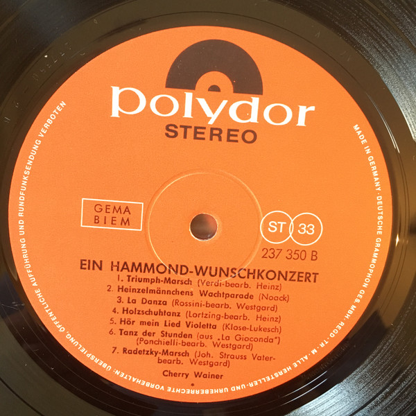 Cover zu Cherry Wainer - Hammond-Konzert I | 1966 | Vinyl | Classical | Germany Schallplatten Ankauf
