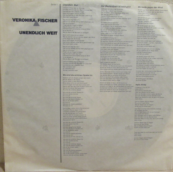 Cover zu Veronika Fischer - Unendlich Weit | 1983 | Vinyl | Pop | Germany Schallplatten Ankauf