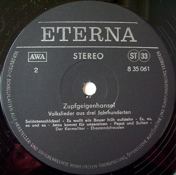 Cover zu Zupfgeigenhansel - Volkslieder Aus Drei Jahrhunderten | 1978 | Vinyl | Folk, World, & Country | German Democratic Republic (GDR)