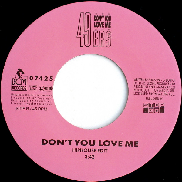 Cover zu 49ers - Don't You Love Me | 1990 | Vinyl | Electronic | Germany, Austria, & Switzerland