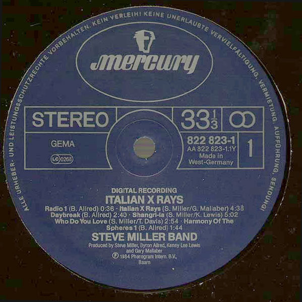 Cover zu Steve Miller Band - Italian X Rays | 1984 | LP, Album | Rock | Germany Schallplatten Ankauf