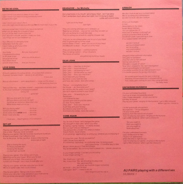 Cover zu Au Pairs - Playing With A Different Sex | 1981 | Vinyl | Rock | UK