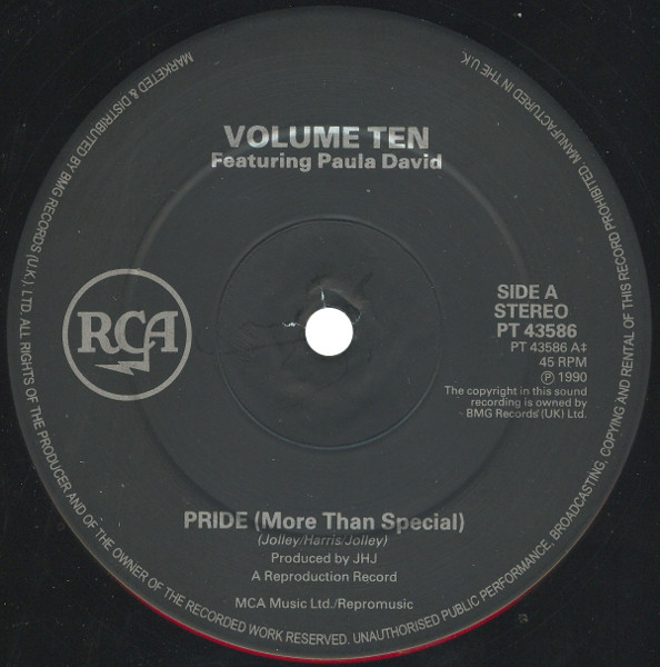 Cover zu Volume Ten Featuring Paula Davies - Pride | 1990 | Vinyl | Electronic | UK Schallplatten Ankauf