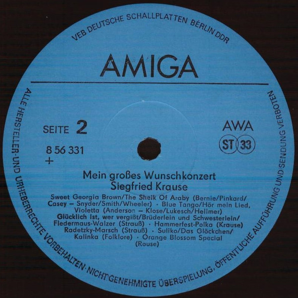 Cover zu Siegfried Krause - Mein Großes Wunschkonzert | 1988 | Vinyl | Jazz, Pop, Folk, World, & Country | German Democratic Republic (GDR)