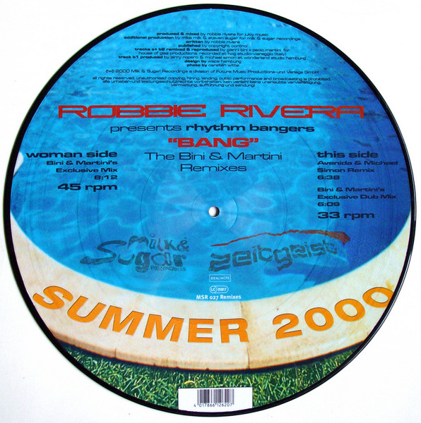 Cover zu Robbie Rivera Presents Rhythm Bangers - Bang (The Bini & Martini Remixes) | 2000 | Vinyl | Electronic | UK & Europe Schallplatten Ankauf