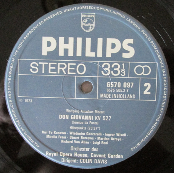 Cover zu Wolfgang Amadeus Mozart - Sir Colin Davis, Martina Arroyo, Kiri Te Kanawa, Mirella Freni, Ingvar Wixell - Don Giovanni (Excerpts) | Vinyl | Classical | Netherlands Schallplatten Ankauf