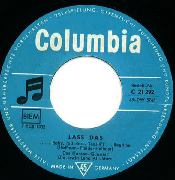 Cover zu Das Hansen-Quartett - Blue Guitar / Lass Das | 1959 | Vinyl | Jazz | Germany Schallplatten Ankauf