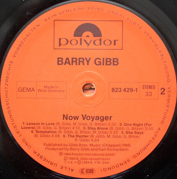 Cover zu Barry Gibb - Now Voyager | 1984 | LP, Album | Pop | Germany