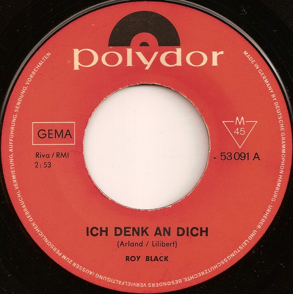 Cover zu Roy Black - Ich Denk' An Dich | 1968 | Vinyl | Pop | Germany Schallplatten Ankauf