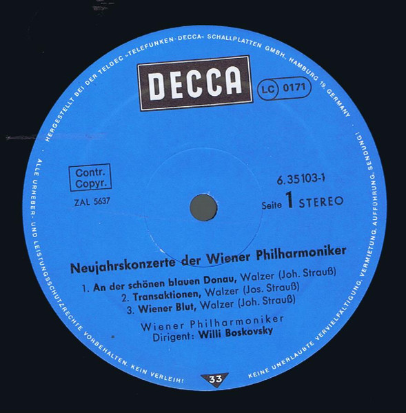 Cover zu Wiener Philharmoniker, Willi Boskovsky - Neujahrskonzerte | Vinyl | Classical | Germany Schallplatten Ankauf
