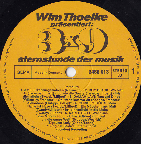 Cover zu Various - Wim Thoelke Präsentiert: 3x9 - 9 Stars Mit 27 Melodien | 1971 | Vinyl | Pop | Germany