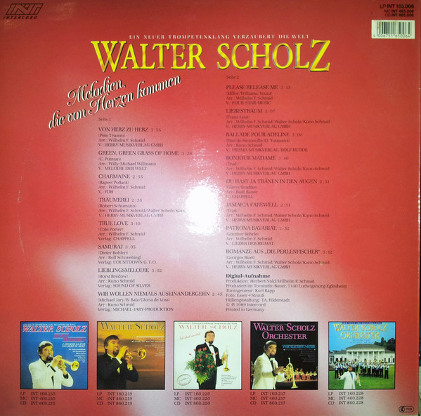 Cover zu Walter Scholz - Melodien, Die Von Herzen Kommen | 1989 | Vinyl | Pop | Germany Schallplatten Ankauf