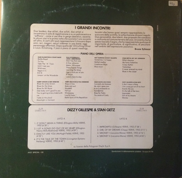 Cover zu Dizzy Gillespie & Stan Getz - Dizzy Gillespie & Stan Getz | 1980 | Vinyl | Jazz | Italy