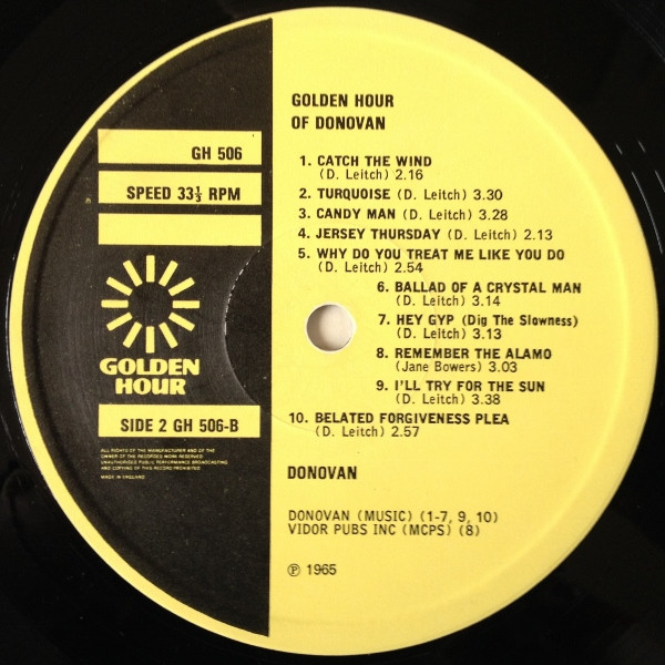 Cover zu Donovan - Golden Hour Of Donovan | 1971 | Vinyl | Rock | UK Schallplatten Ankauf