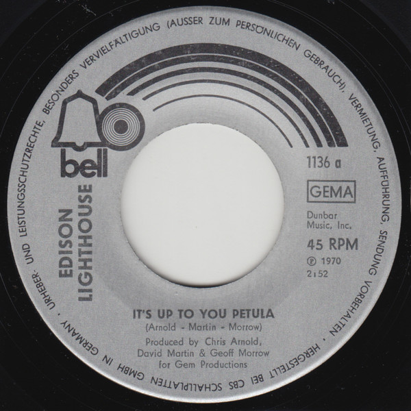 Cover zu Edison Lighthouse - It's Up To You Petula | 1970 | Vinyl | Rock, Pop | Germany
