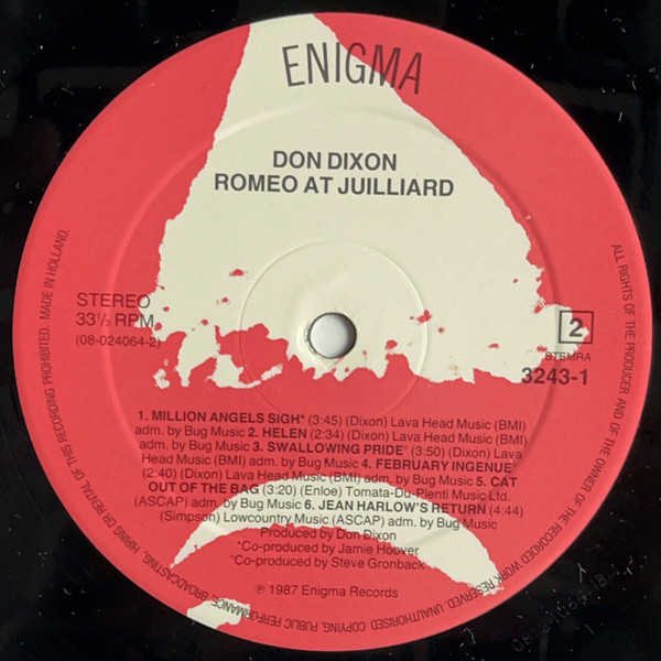 Cover zu Don Dixon - Romeo At Juilliard | 1987 | Vinyl | Rock | Netherlands