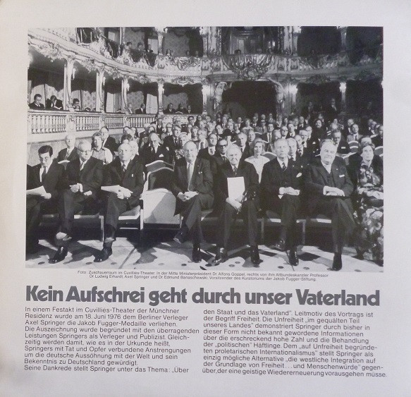 Cover zu Axel Springer - Kein Aufschrei Geht Durch Unser Vaterland | 1976 | Vinyl | Non-Music | Germany Schallplatten Ankauf