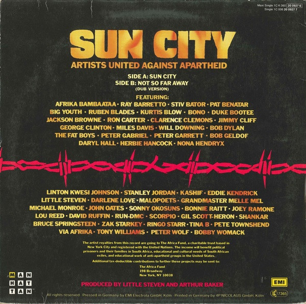 Cover zu Artists United Against Apartheid - Sun City | 1985 | Vinyl | Electronic, Rock | Europe Schallplatten Ankauf