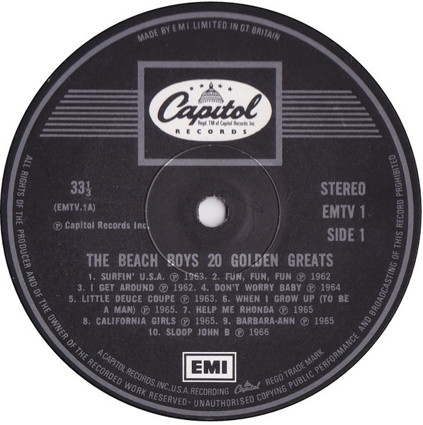 Cover zu The Beach Boys - 20 Golden Greats | 1976 | LP, Comp | Rock, Pop | UK Schallplatten Ankauf