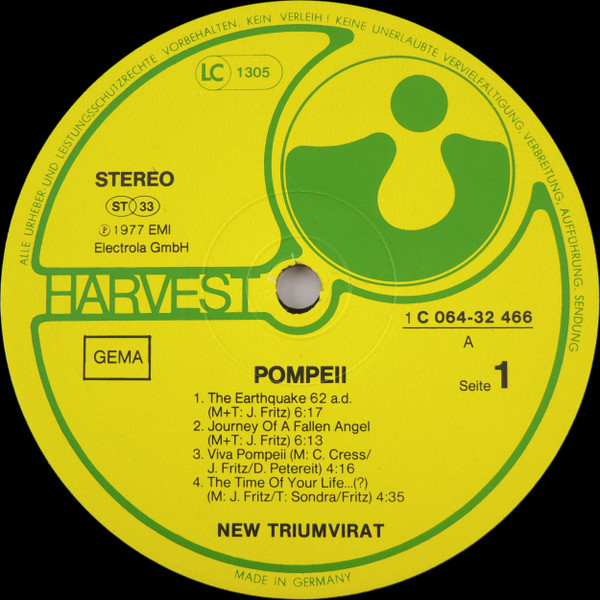 Cover zu Triumvirat - Pompeii | 1977 | LP, Album, Gat | Rock | Germany