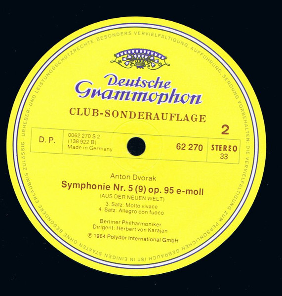 Cover zu Antonín Dvořák - Herbert von Karajan, Berliner Philharmoniker - Aus Der Neuen Welt >Symphonie Nr.5 (9) Op. 95< | 1978 | Vinyl | Classical | Germany