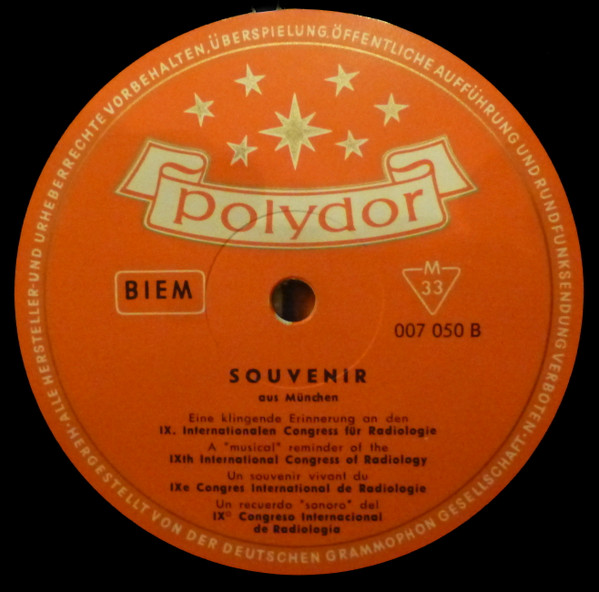 Cover zu Various - Souvenir Aus München - Eine Klingende Erinnerung An Den IX. Internationalen Congress Für Radiologie | 1959 | Vinyl | Folk, World, & Country | Germany