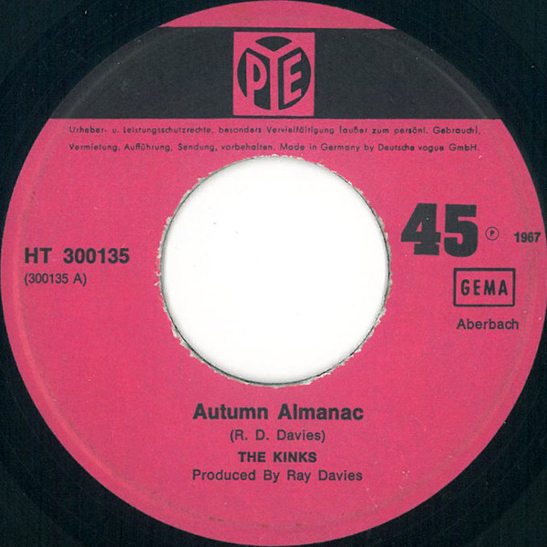 Cover zu The Kinks - Autumn Almanac | 1967 | Vinyl, 45 RPM, 7