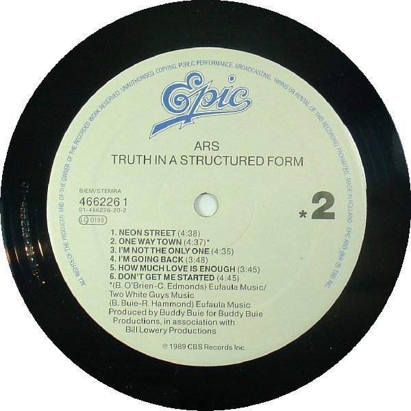 Cover zu Atlanta Rhythm Section - Truth In A Structured Form | 1989 | Vinyl | Rock | Europe