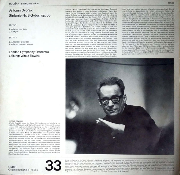 Cover zu Antonín Dvořák - London Symphony Orchestra, Witold Rowicki - Symphony Nr. 8, G-Dur, Op. 88 | 1972 | Vinyl | Classical | Germany