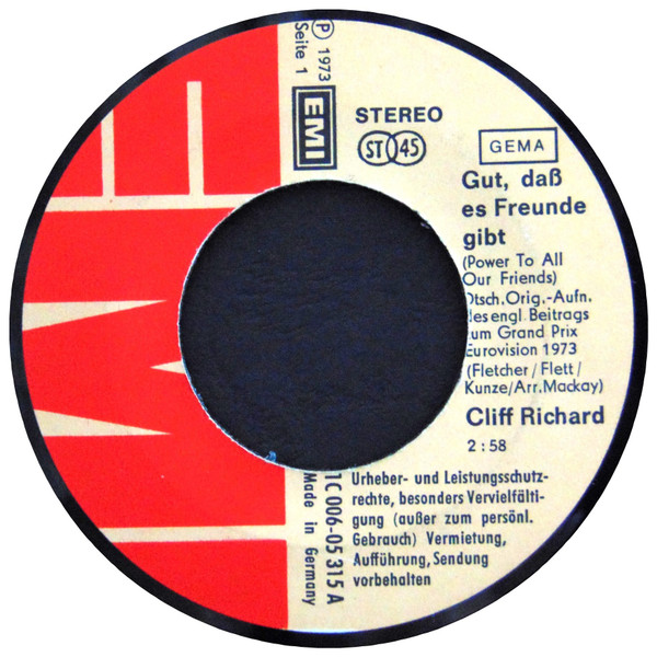 Cover zu Cliff Richard - Gut, Daß Es Freunde Gibt | 1973 | Vinyl | Pop | Germany