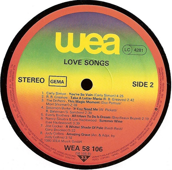Cover zu Various - Love Songs | 1980 | LP, Comp | Pop | Germany