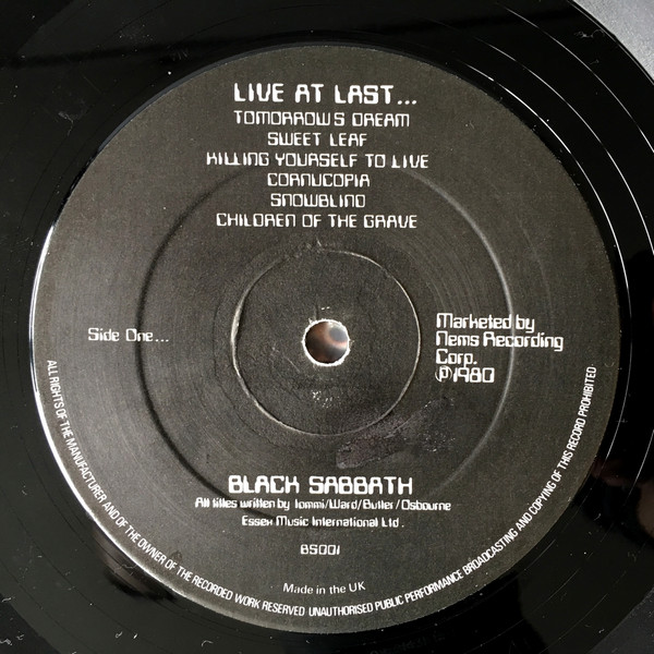 Cover zu Black Sabbath - Live At Last... | 1980 | Vinyl | Rock | UK