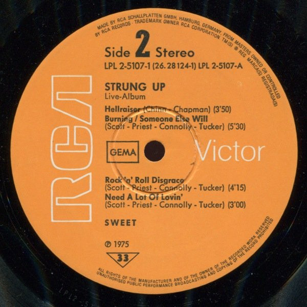 Cover zu The Sweet - Strung Up | 1975 | LP, Album + LP, Album, Comp + Gat | Rock | Germany Schallplatten Ankauf
