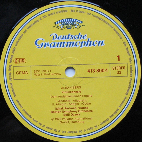 Cover zu Alban Berg / Johann Strauss Jr. - Itzhak Perlman, Seiji Ozawa, Boston Symphony Orchestra & Boston Symphony Chamber Players - Violinkonzert / Adagio / Waltz (Trancriptions) | 1985 | Classical Schallplatten Ankauf