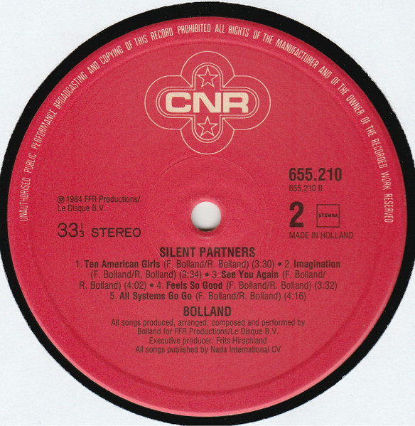Cover zu Bolland & Bolland - Silent Partners | 1984 | Vinyl | Electronic, Rock | Netherlands