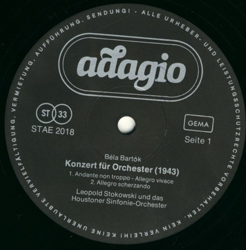 Cover zu Béla Bartók, Houston Symphony Orchestra, Leopold Stokowski - Concerto For Orchestra | Vinyl | Classical | Germany Schallplatten Ankauf