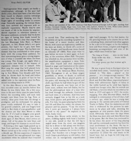 Cover zu Alex Moore - In Europe | 1970 | Vinyl | Blues | US