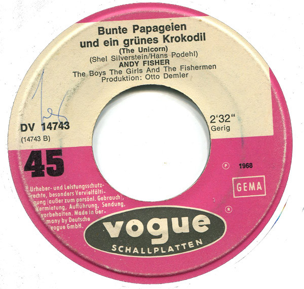 Cover zu Andy Fisher - Olympia Olé - Ay Ay Ay Ay / Bunte Papageien Und Ein Grünes Krokodil | 1968 | Vinyl | Pop | Germany Schallplatten Ankauf