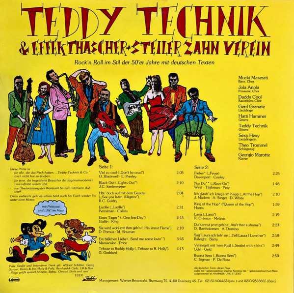 Cover zu Teddy Technik & Effekthascher + Steiler Zahn Verein - Legenden Des Rock'n'Roll | LP, Album Schallplatten Ankauf