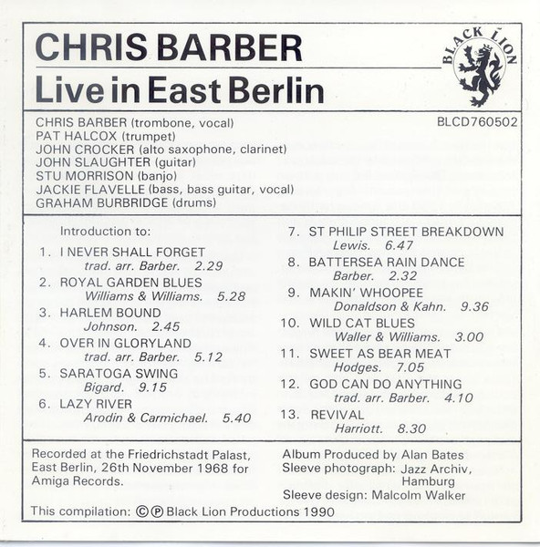 Cover zu Chris Barber - Live In East Berlin | CD, Album Schallplatten Ankauf