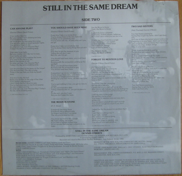 Cover zu Dennis O'Brien - Still In The Same Dream | 1980 | Vinyl, LP, Album | Rock, Pop | Germany