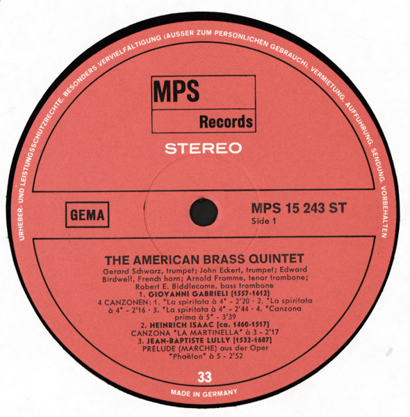 Cover zu American Brass Quintet - The American Brass Quintet | 1969 | Vinyl | Classical | Germany Schallplatten Ankauf