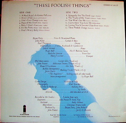 Cover zu Bryan Ferry - These Foolish Things | 1973 | Vinyl | Rock, Pop | Germany
