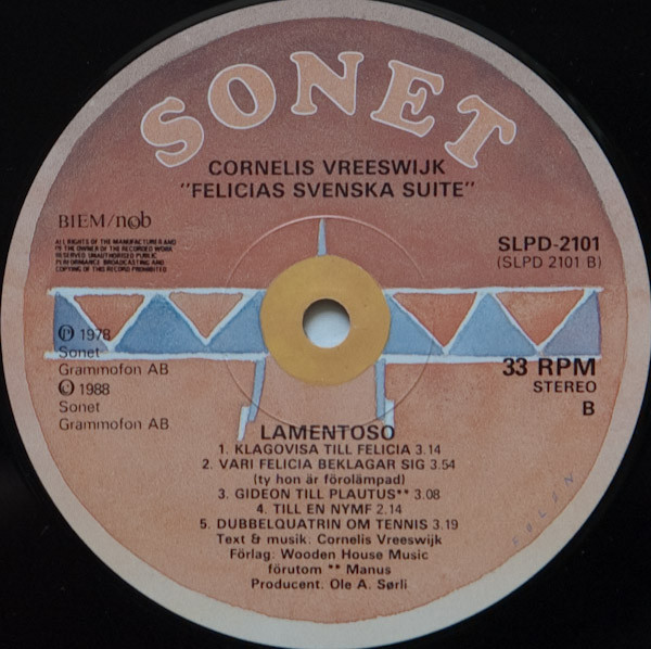 Cover zu Cornelis Vreeswijk - Felicias Svenska Suite | 1988 | Vinyl | Blues, Folk, World, & Country | Sweden