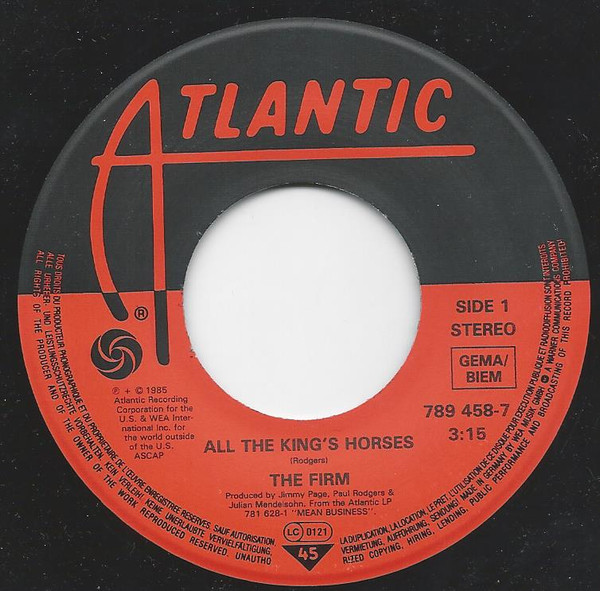 Cover zu The Firm (7) - All The Kings Horses | 1986 | Vinyl | Rock | Germany Schallplatten Ankauf
